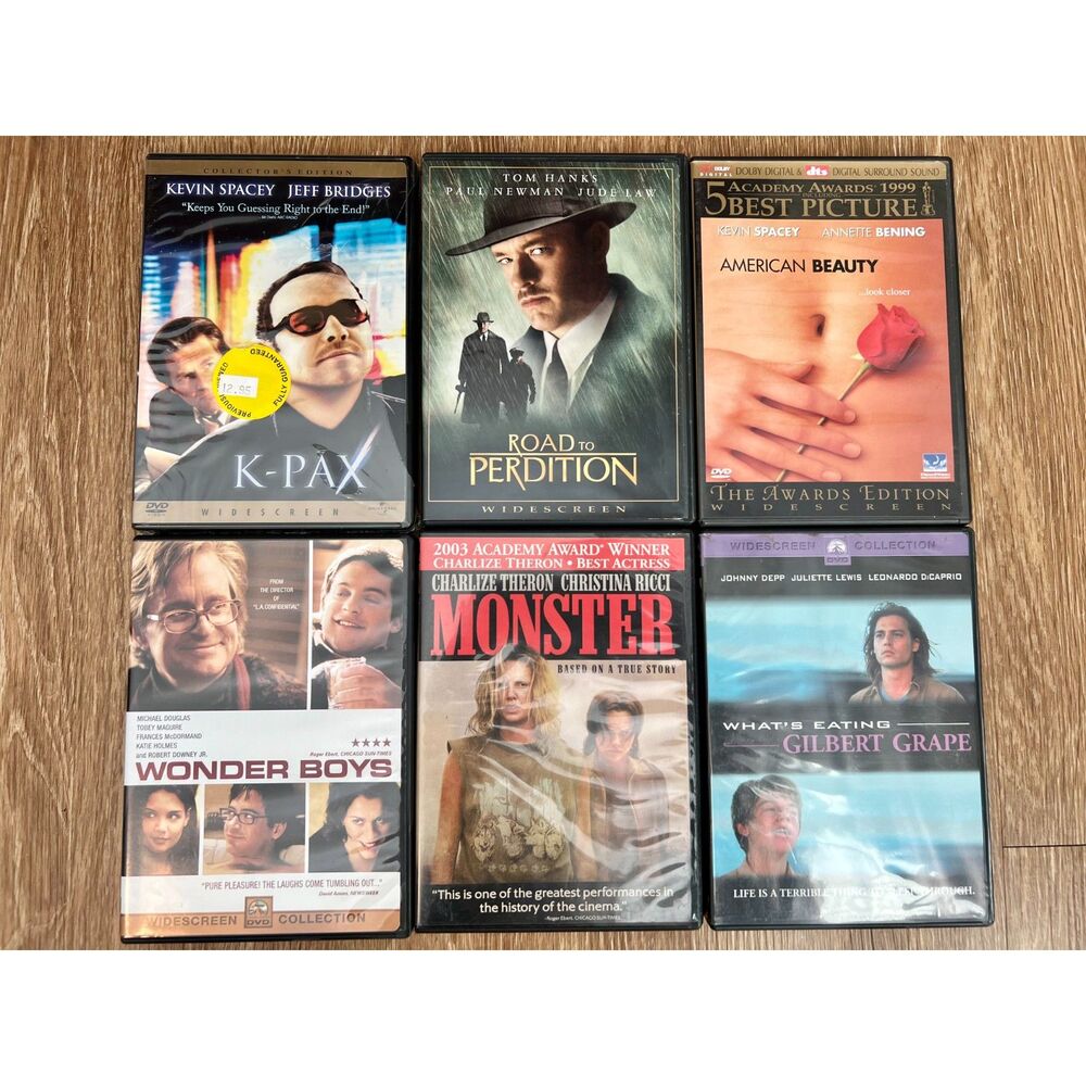 Lot of 6 DVDs: What's Eating Gilbert Grape, Wonder Boys, Monster, & More